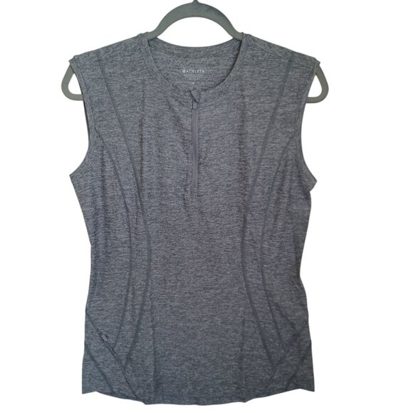 Athleta Tank Top Pacifica Illume UPF Gray Fitted 1/4 Zip Womens Medium NEW - Picture 12 of 13
